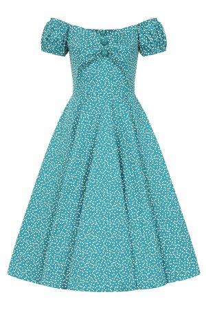 Lila Polka Dot Swing Dress in Extended Sizing